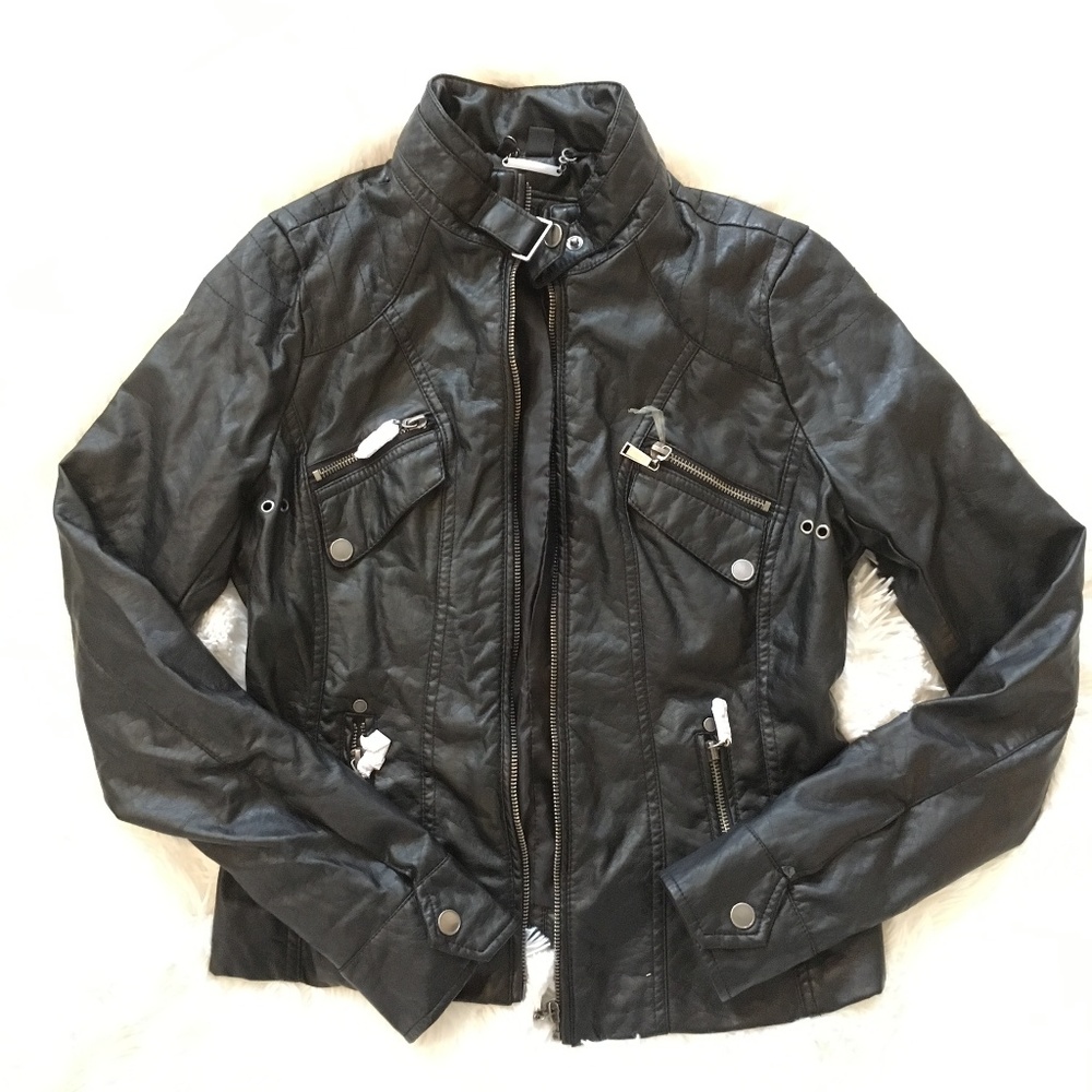 J2/JouJou Faux Leather Vegan Black Jacket - Small